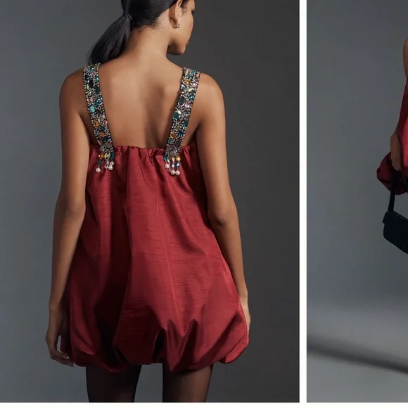 Anthropologie Sunday In Brooklyn Embellished Strap Bubble Mini Dress - Picture 2 of 4